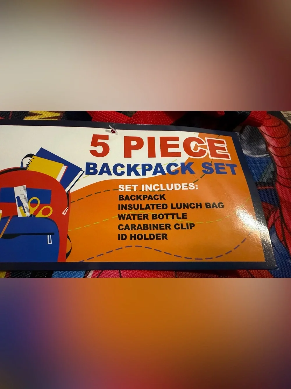 Spider-Man Backpack 5 piece set